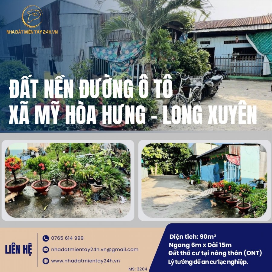 🔥 ĐẤT NỀN ĐƯỜNG OTO CÁCH MƯƠNG LỘ CHỈ 30M - VỊ TRÍ VÀNG TẠI LONG XUYÊN, AN GIANG (MS: 3204) 🔥